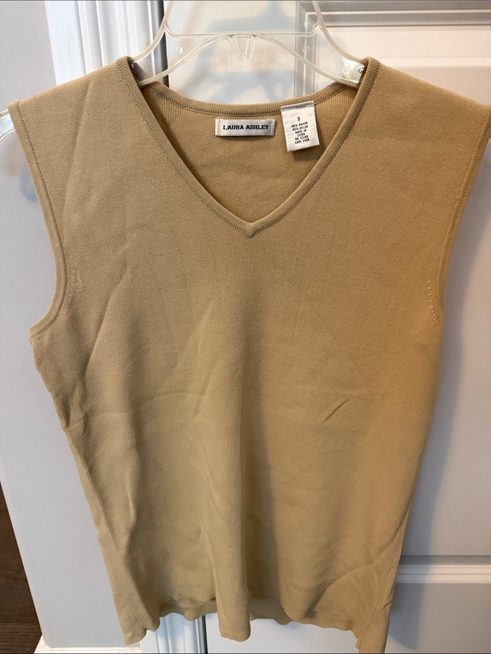 Laura Ashley V-Neck Knit Tank in Beige